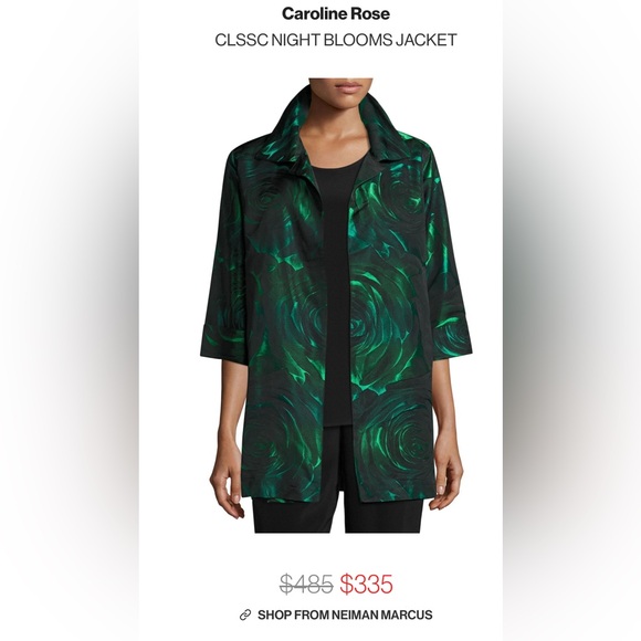 Vintage Caroline Rose Statement Jacket Size L. Green Rose Print. - Picture 2 of 8